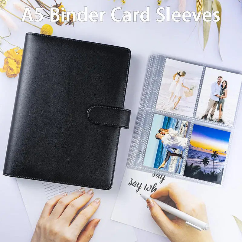 A5 PU leather binder with 6 rings and 4-pocket photo sleeves by Simples Market