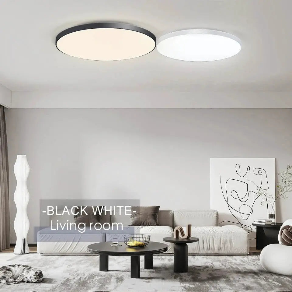 MARPOU smart ceiling lamp by Simples Market, pair of round LED ceiling lights with remote, dimmable for living room