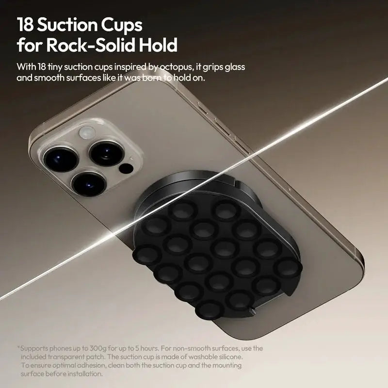 Original Ulanzi MA39 MagLock suction cup desktop stand for iPhone 14–17, black with 18 suction cups