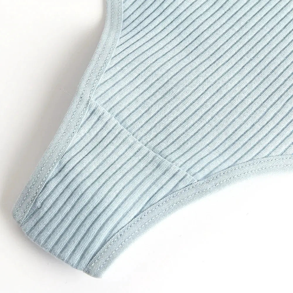 4Pcs women's G-strings set light blue striped ribbed cotton underwear by Simples Market