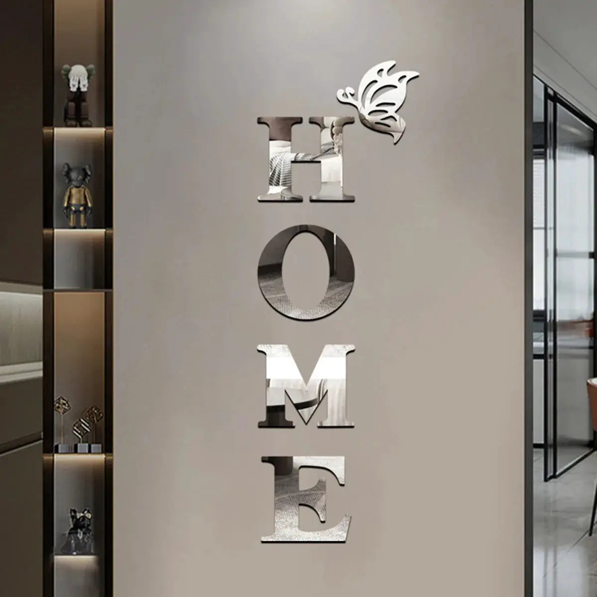 HOME Home Logo 3D Mirror Wall Sticker for Entrance and Home Decoration, Reflective Modern Wall Decor
