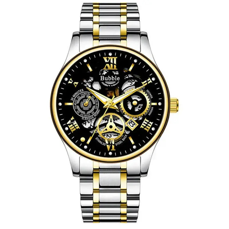 Uthai Mens Watch High End Light Luxury Versatile Quartz Wristwatch Waterproof Luminous Hollow Roman Dial