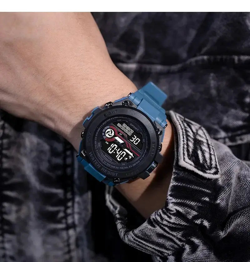 YIKAZE Mens Sports Watch Waterproof Digital LED Military Style Wristwatch With Alarm Clock