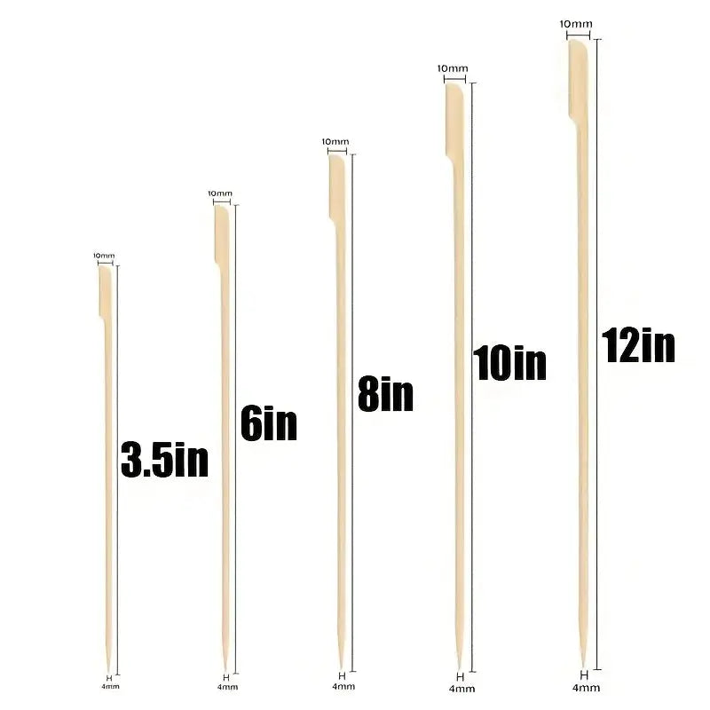 100 Pcs Natural Bamboo Skewers Disposable BBQ Sticks For Kabob Fruit Cocktail Camping Party Grilling Tools