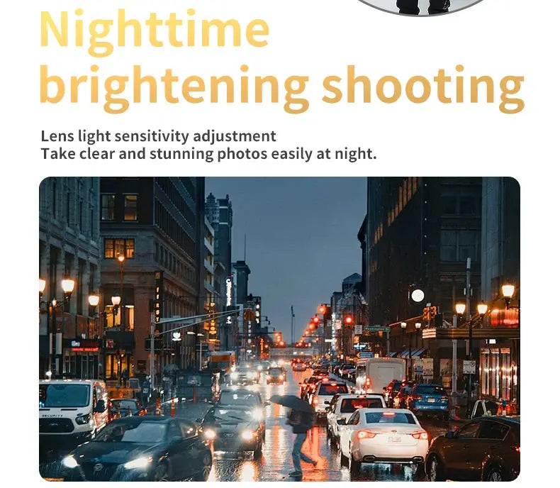L106-1PRO GPS professional drone product image; nighttime urban street scene with rain-slick roads.