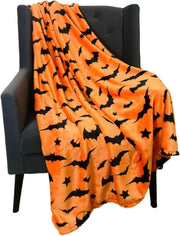 Black Bats Printed Flannel Blanket Gift for Sofa Bed Travel Four Seasons Cozy Sleep Read Relax