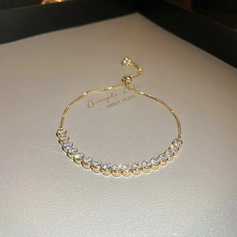 Wave Geometry Adjustable Bracelet Bangle Luxury Rhinestone Crystal Jewelry For Women Wedding Wristband Fashion