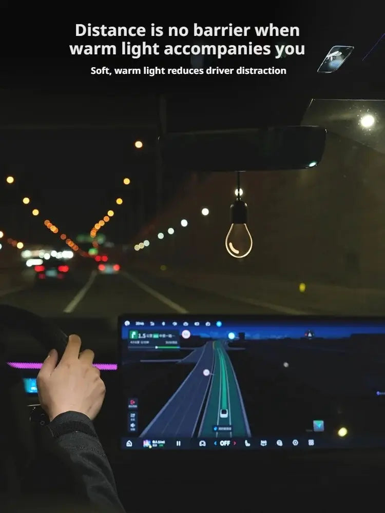 SEAMETAL car rearview mirror ornament hanging decor with retro LED bulb, warm light atmosphere lamp