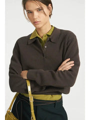 Hirsionsan Winter Women Knitted Set Polo Neck Sweater Wide Leg Pants