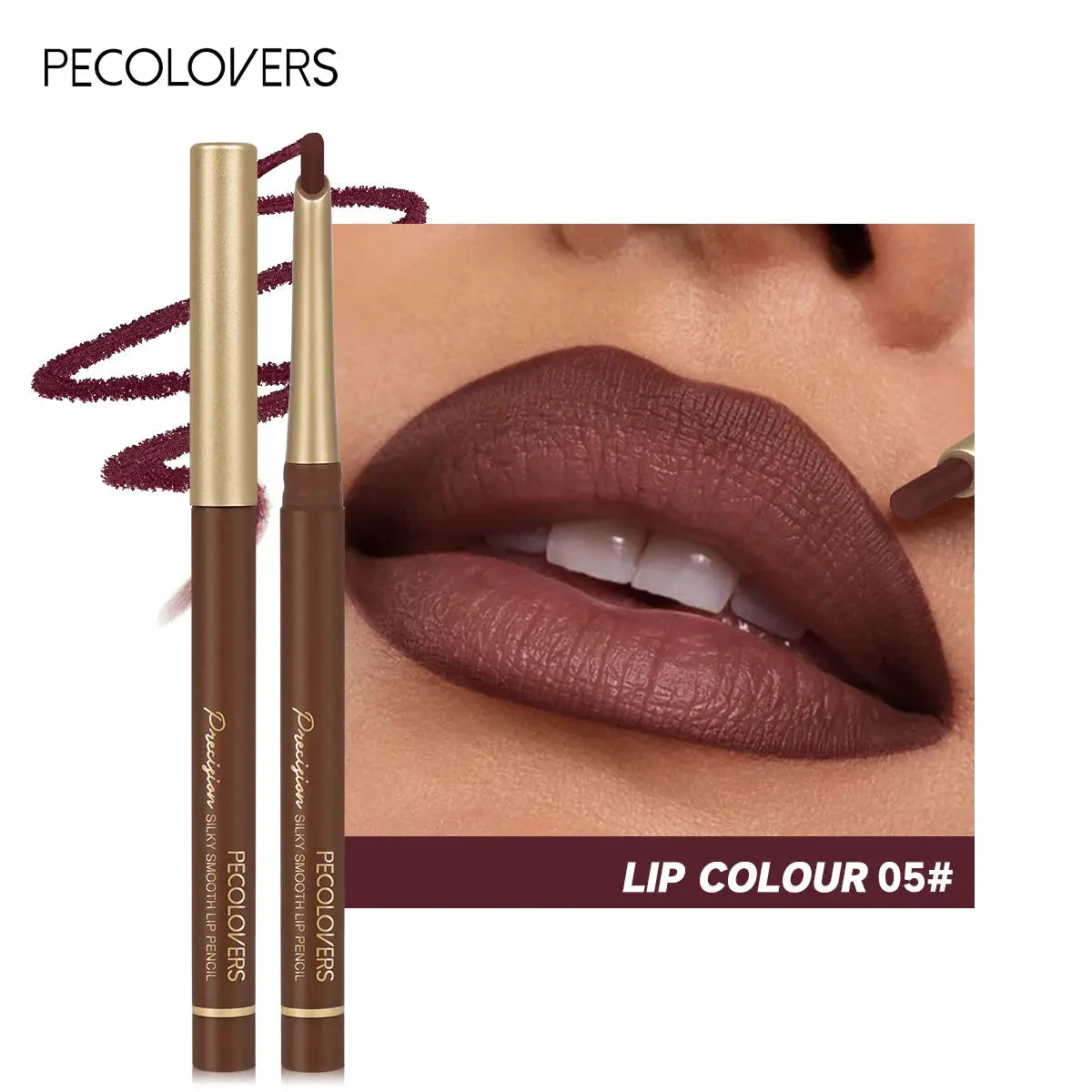 LuxLiner Matte Lip Liner Pencil Six Nude And Brown Shades Bevel Design For Precise Contour And Long Lasting Color