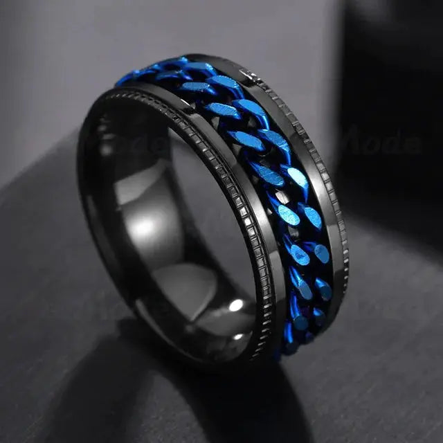 Stainless Steel Rotating Chain Ring for Men and Women High Quality Spinner Punk Jewelry for Parties Gift