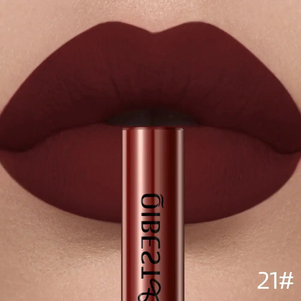 QIBEST Matte Liquid Lipstick Waterproof Long Lasting Velvet Lip Gloss Tint Tube Matte Nude Pigment Red Lipgloss Lips Makeup - Simples Market