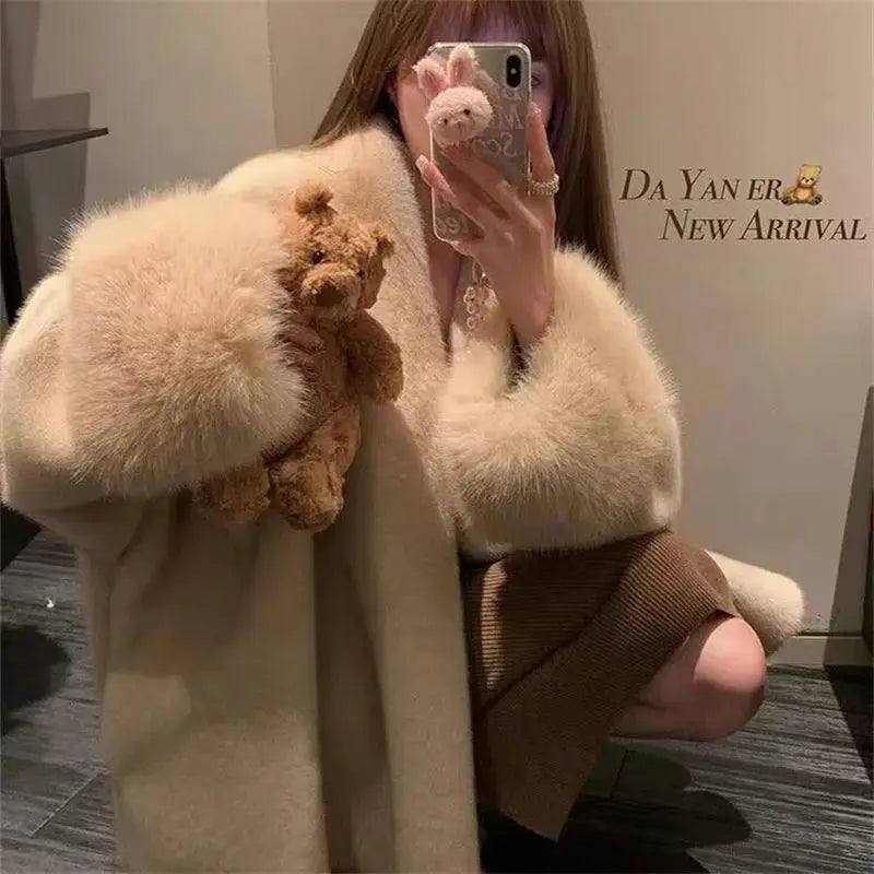 Imported Velvet Mink Fur Coat With Mink Fur Collar Luxurious Warmth For Autumn And Winter