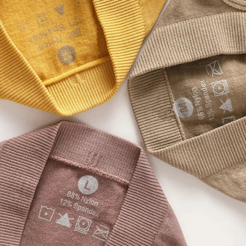 Women's ribbed cotton panties; three-color assortment in mustard, taupe and mauve, size L