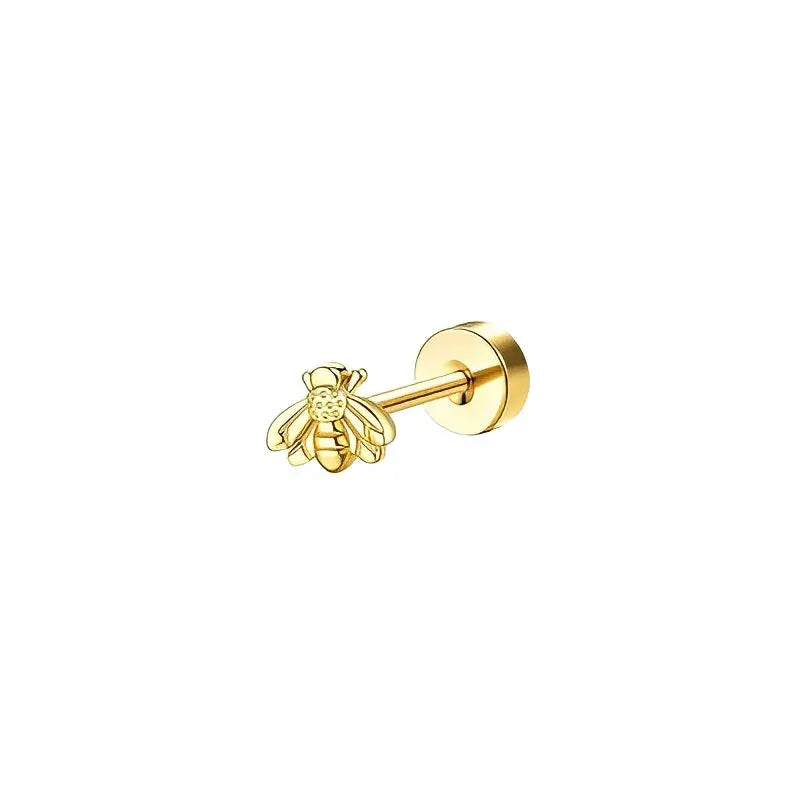Bobisty 1pc Surgical Stainless Steel Earrings Dainty Flat Back Stud Hoop Cartilage For Sensitive Ears Women