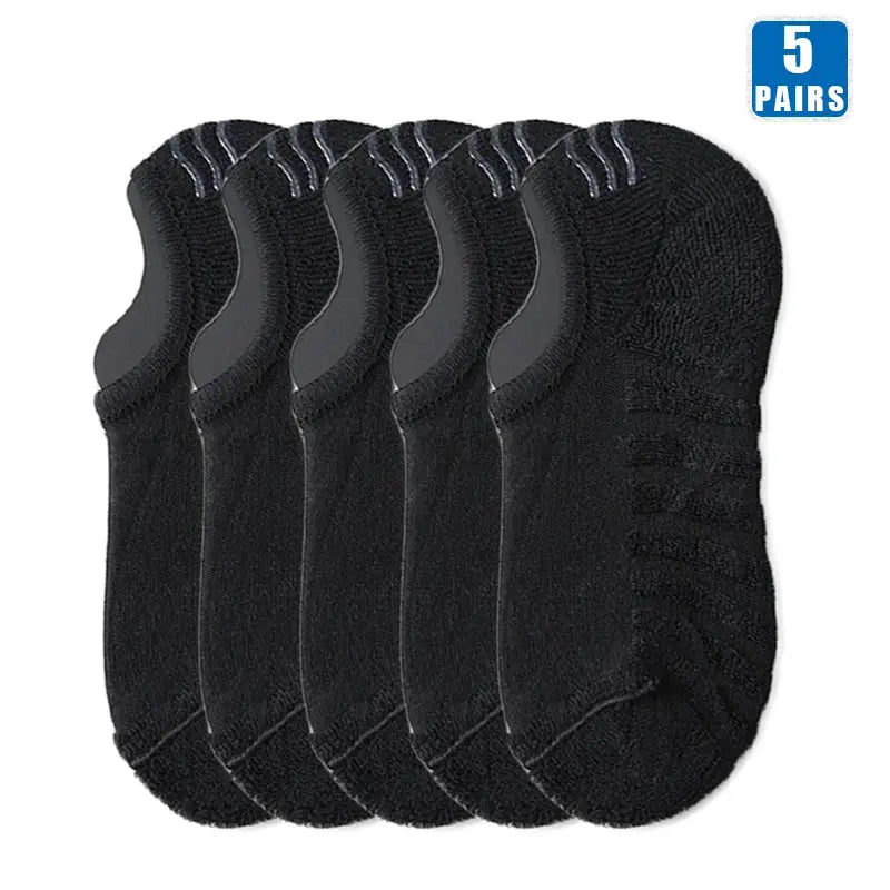 5 Pairs Mens Short Socks Cotton Breathable Ankle Low Cut Non Slip Casual Crew Socks For Summer And Autumn Wear