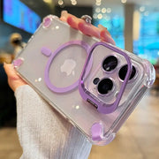 Simples Market Luxury Magnetic Shockproof iPhone Case with MagSafe, clear back and purple camera ring