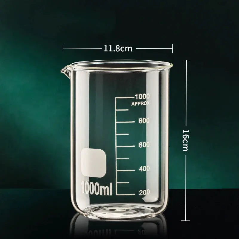 High Borosilicate Glass Measuring Cup Beaker 50ml to 1000ml with Clear Etched Scale for Kitchen and Laboratory Baking