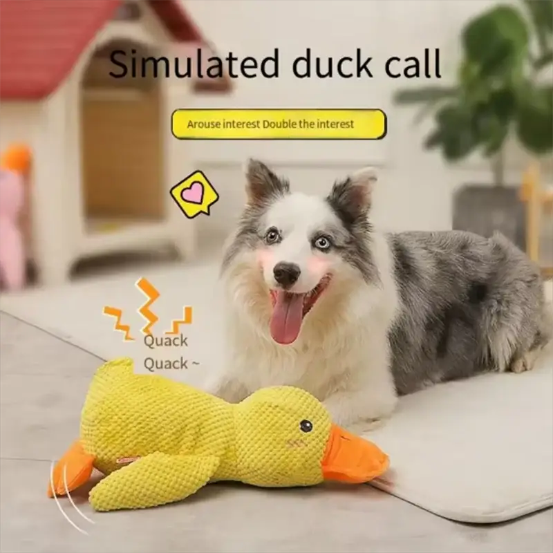Cute Dog Toy Stomping Duck Bite Resistant Plush Toy for Large Dogs Interactive Teeth Cleaning Boredom Relief