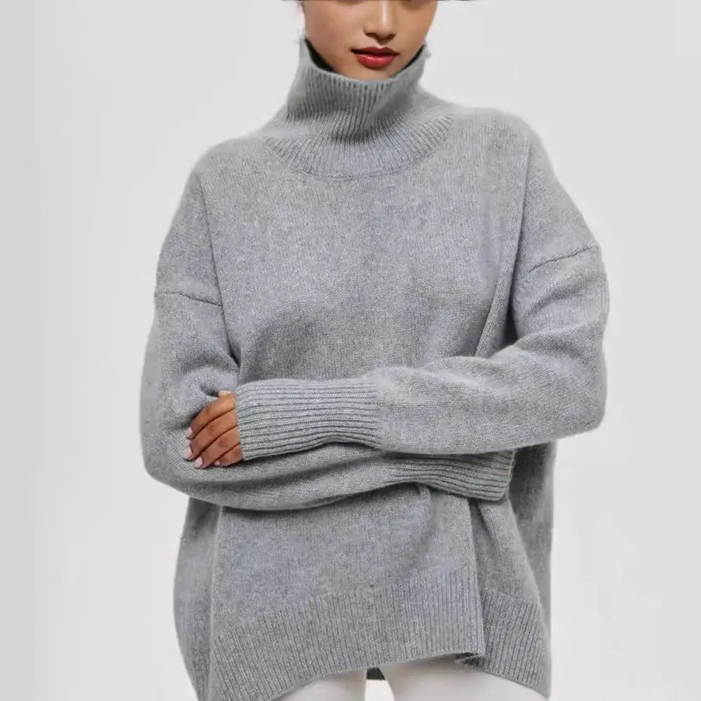 CozyCore Women Autumn Winter Fleece Thickened Warm Turtleneck Sweater Slim Fit Roll Neck Flattering Silhouette