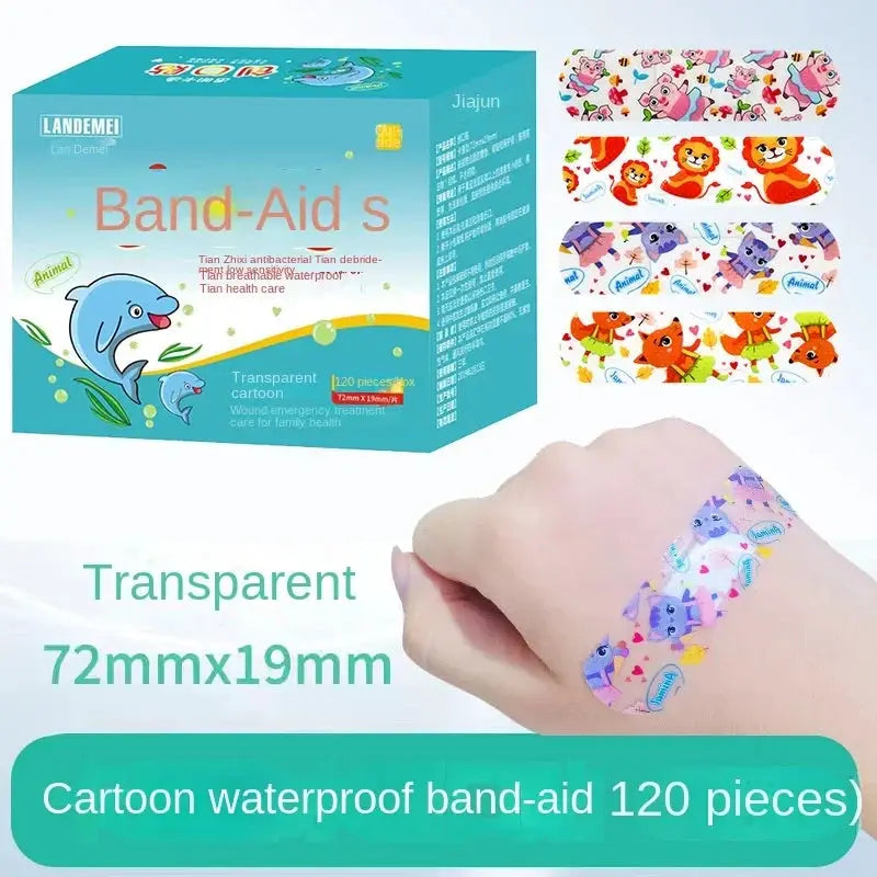 Cartoon Bandages For Kids 120 Pcs Breathable Transparent Waterproof Bandages Hemostatic Patch