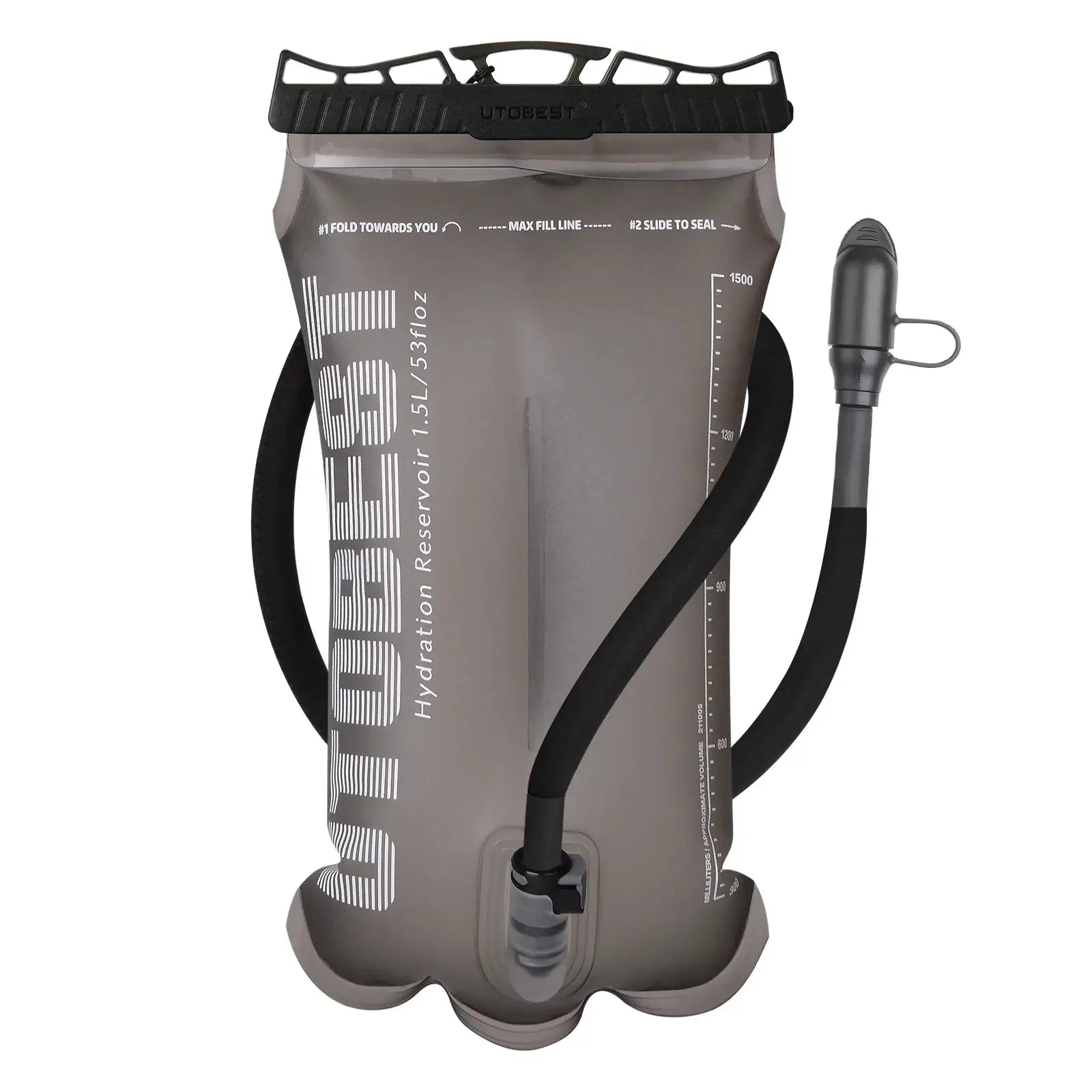 UTOBEST hydration bladder 1.5L/2L/3L by Simples Market, gray TPU reservoir with hose and bite valve