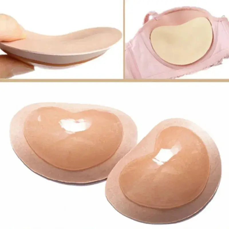 Chest Push Up Sticky Bra With Thicker Sponge Pads Removable Silicone Inserts Invisible Swimsuit Bra
