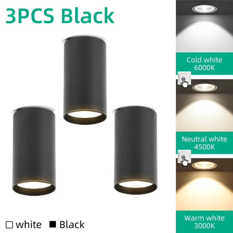 3-pack black GU10 LED ceiling downlights by Simples Market