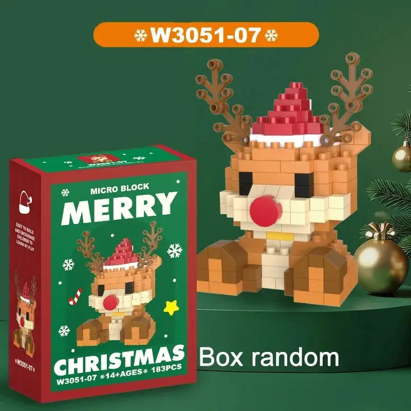 Christmas Micro Building Block Set Santa Claus and Reindeer Puzzle Table Decor for Kids and Adults