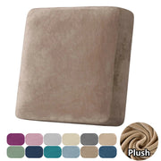 Plush sofa slipcover with anti-slip elastic in taupe; Simples Market couch protector