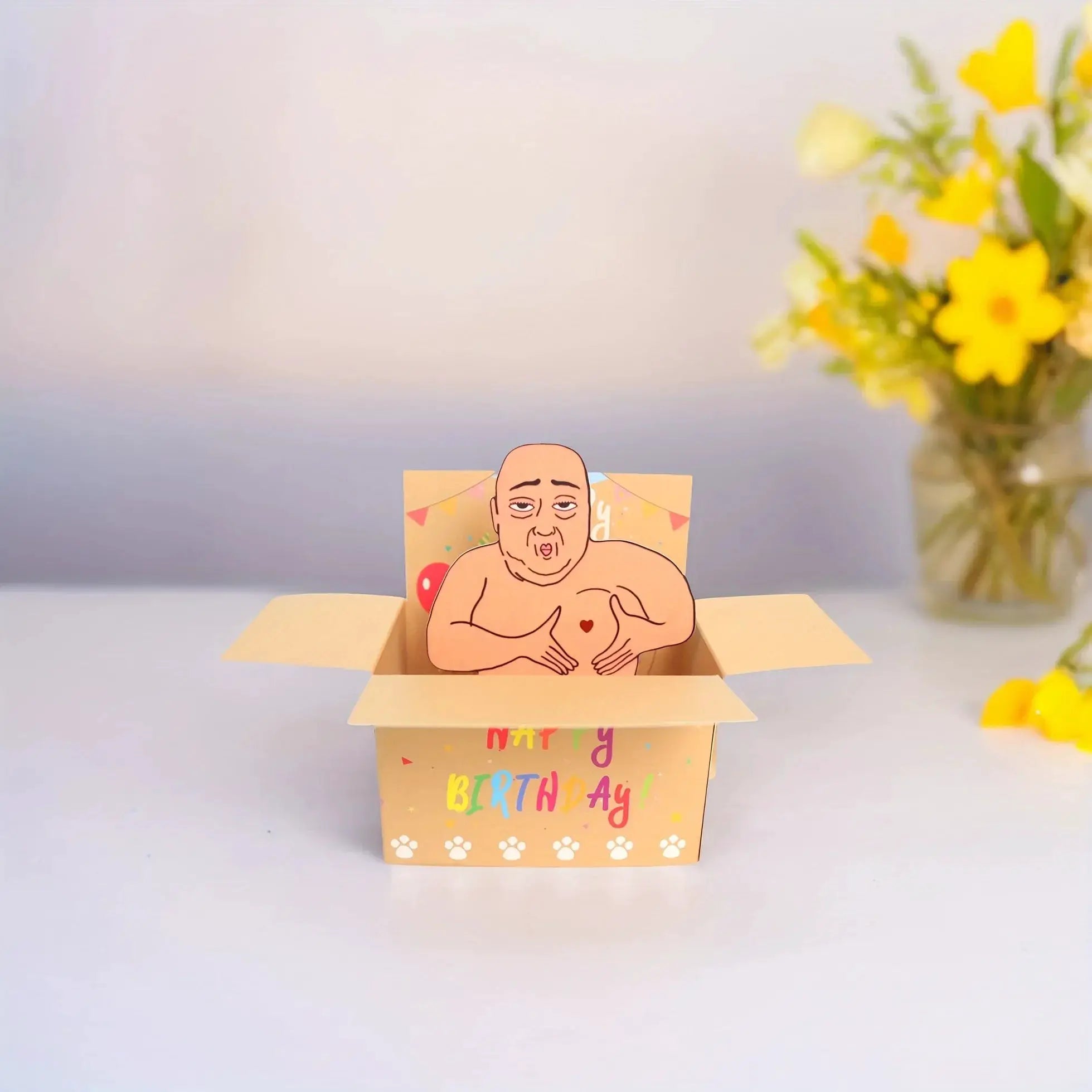One Piece Hilarious Birthday Pop Up Card With Humorous 3D Character Design Featuring Heart Balloons And Confetti