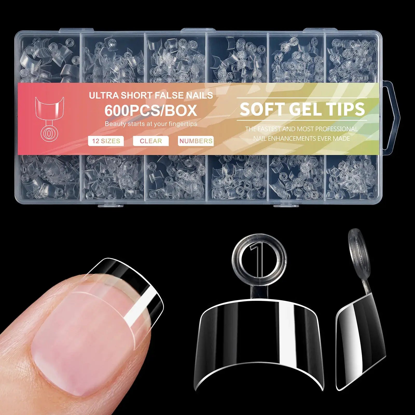 GlamNail 600Pcs Ultra Short French Press On Acrylic Nails Almond Square Traceless Finish Salon Quality At Home