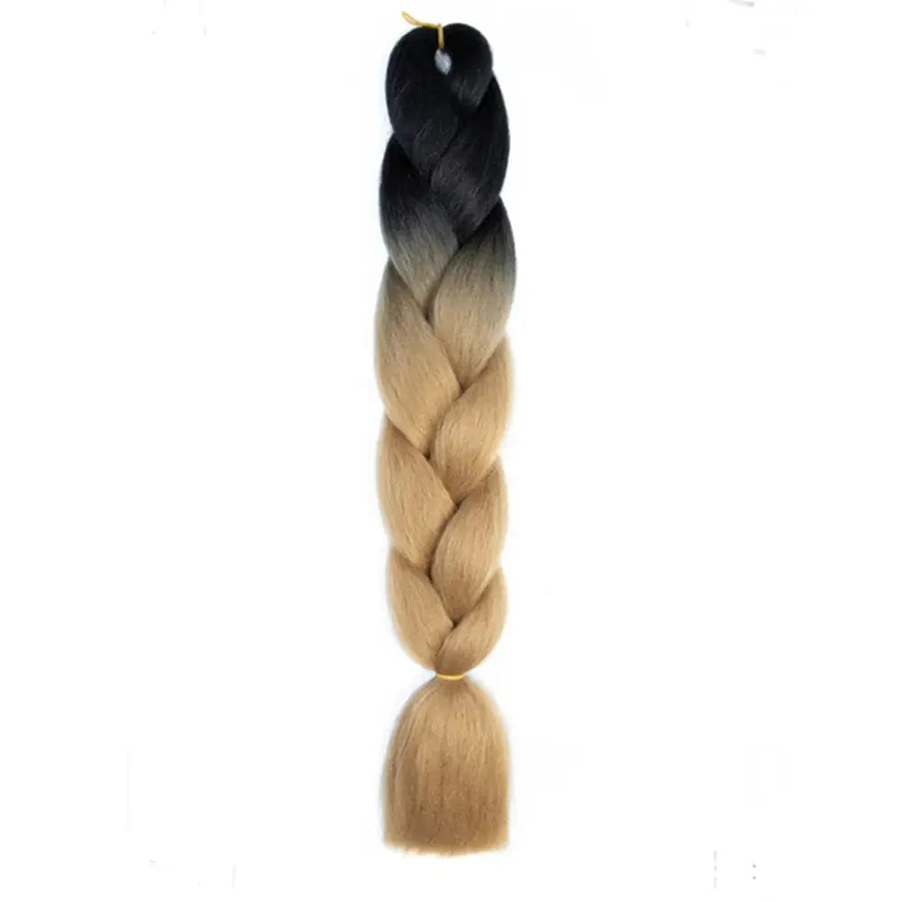 24-inch jumbo braiding hair extension, black to blonde ombre, synthetic crochet braid