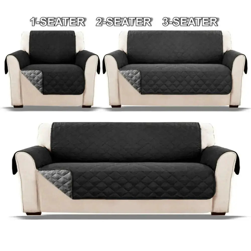 Soft Dacron quilted sofa cover for 1/2/3 seater couches; anti-wear, pet-friendly slipcover in black