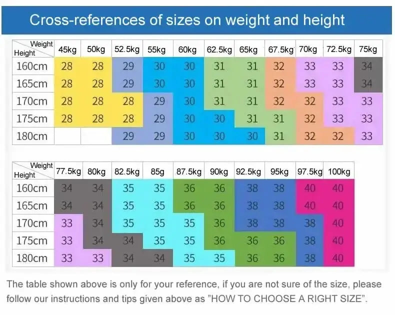 Simples Market Elastic Waist Dress Pants for Men, wrinkle-resistant office chinos; size chart with height/weight.