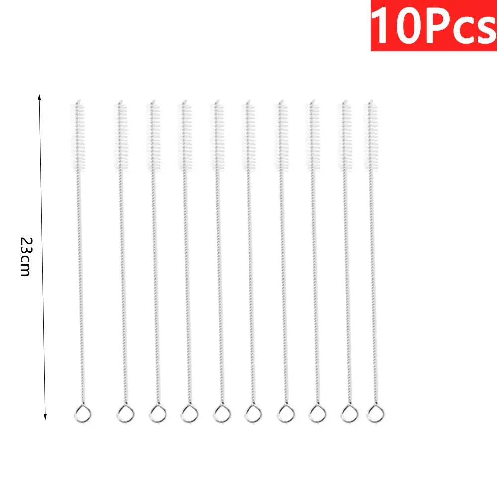 Stainless steel straw cleaning brushes set, 10pcs, 23cm long, by Simples Market
