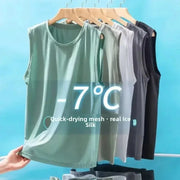 Men's Ice Silk Mesh Vest Breathable Lightweight Sleeveless Tank Top For Sports Summer Casual Wear