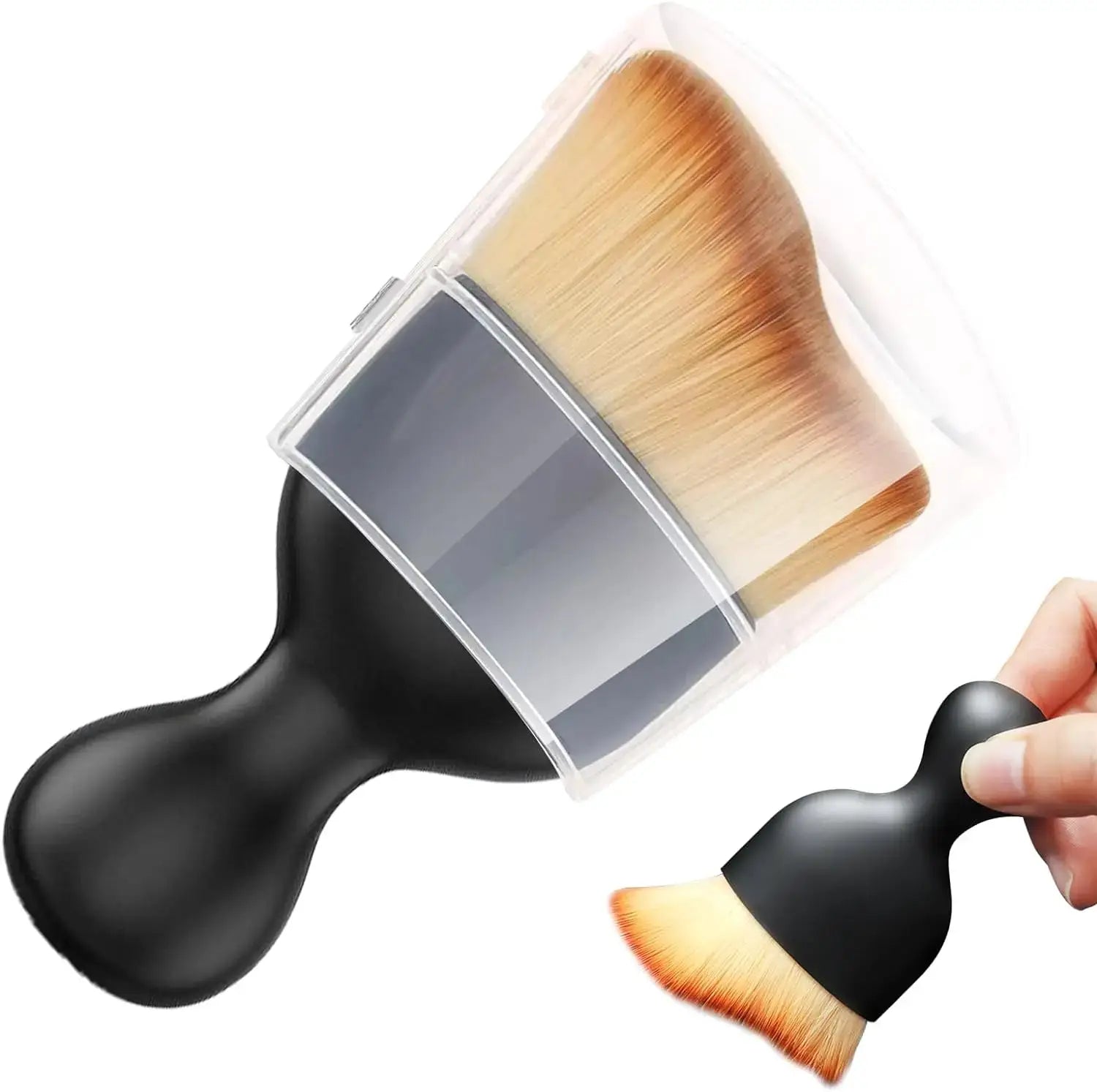 Simples Market car interior cleaning brush set of 3 thick soft fur brushes with clear protective cover