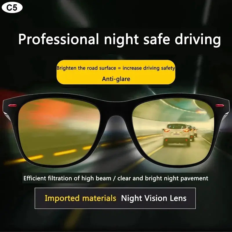VisionGuard Night Vision Glasses Polarized Sunglasses For Men With UV400 Protection And Day Night Driving