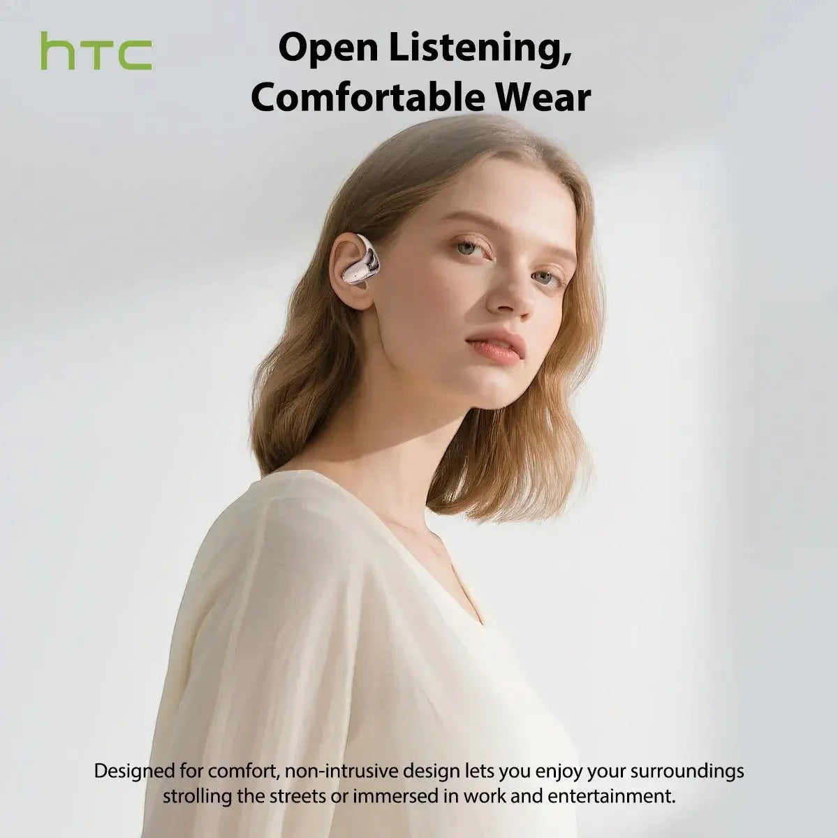 HTC NE35 Bluetooth wireless in-ear earphones, white/silver
