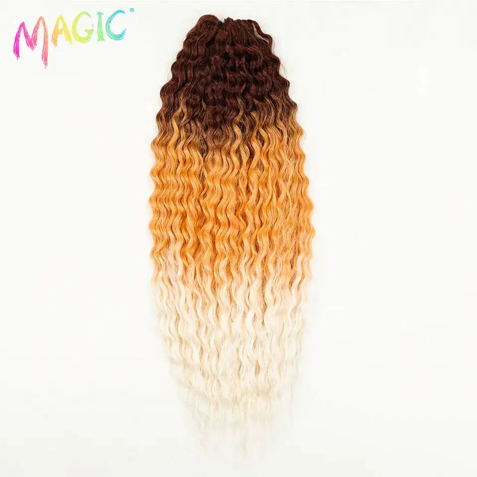 Simples Market Magic Ariel Curl deep wave crochet hair extension in ombre blonde, 22in