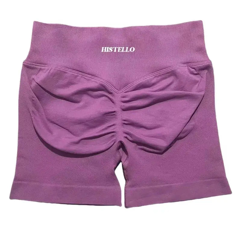 Sports shorts HISTELLO purple low-waist seamless scrunch for running and gym