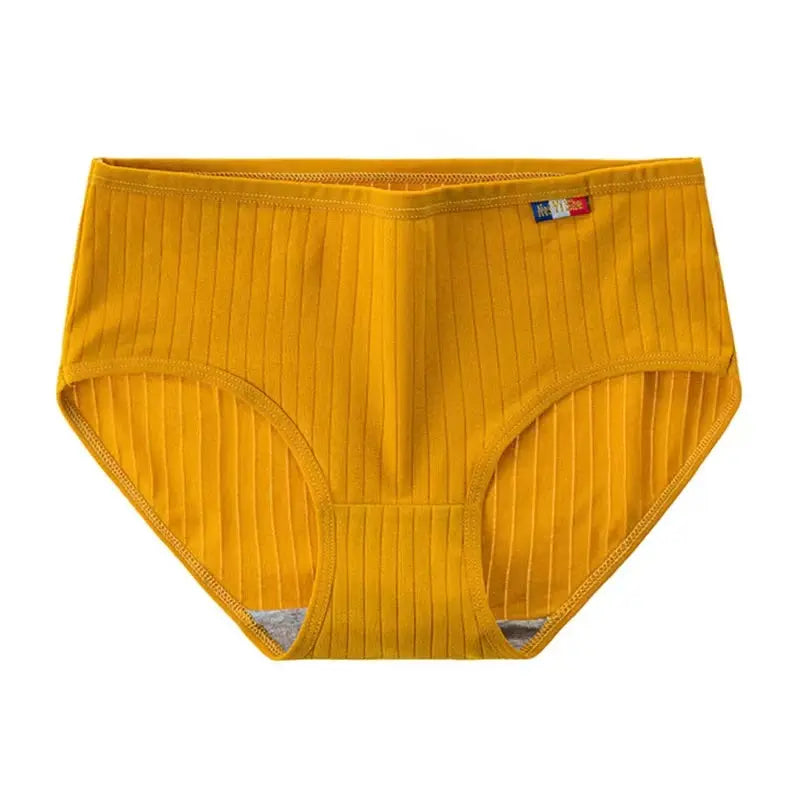 Women's cotton seamless panties, yellow ribbed briefs by Simples Market