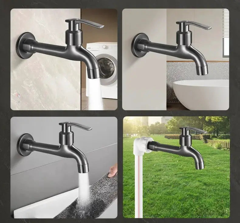 Balcony wall-mounted copper faucet with single lever by Simples Market for mop, basin or washing machine.