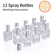 12 Pack 15 Milliliter Portable Refillable Perfume Atomizers Empty Spray Bottles with 2 Funnels and 2 Droppers