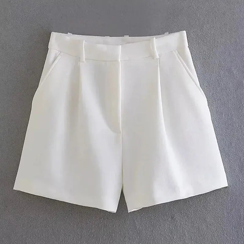 HXAO Pleated Baggy High Waist Shorts For Women Summer 2024 White Black Pink Polyester Broadcloth Casual Comfort