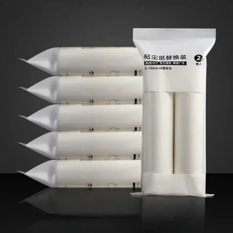 Simples Market lint roller refill heads, white; five long refills plus a two-pack in a sealed bag.