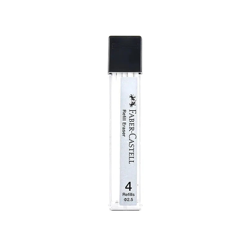 Faber-Castell eraser refill, 4 refills, in a clear plastic holder with black cap