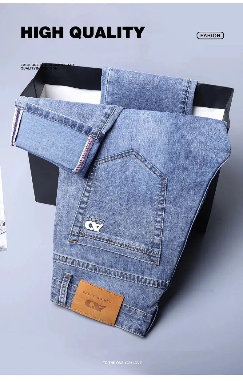 Men's slim light-blue denim jeans with stretch by Simples Market