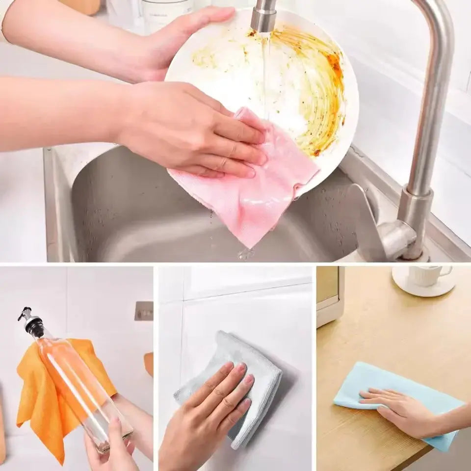 Reusable microfiber cleaning cloths by Simples Market; assorted colors, 1 roll of 20 sheets